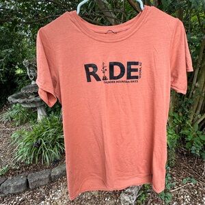 Women’s Patagonia Graphic Pale Orange T-Shirt with RIDE Thunder Mtn Bikes